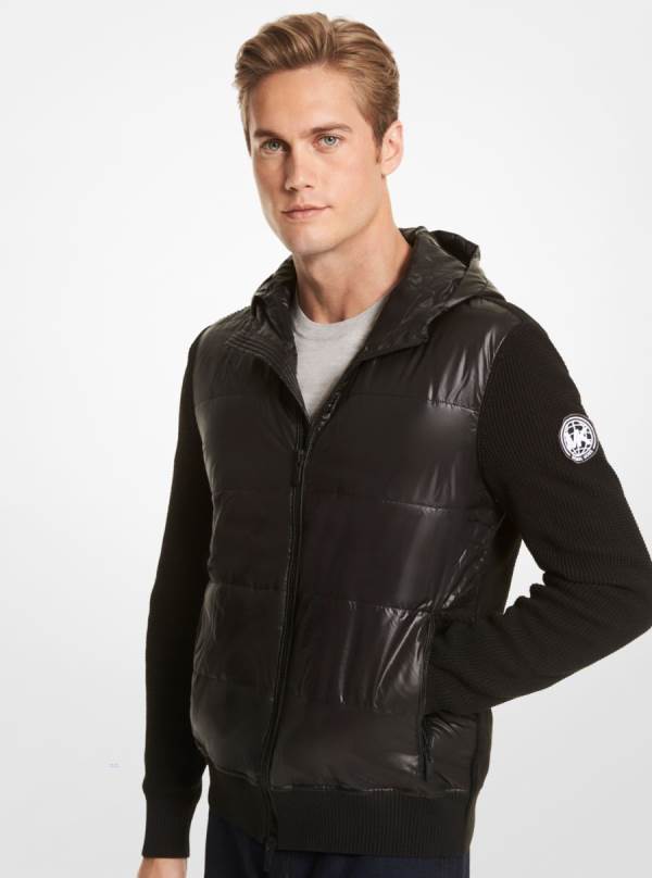 Panske Bundy Michael Kors Mixed-Media Hooded Čierne - Oblecenie Michael Kors Slevy | BUKFW-4293